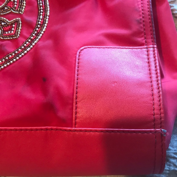 Tory Burch Satchel in Color Red, with Beaded Logo - Picture 6 of 7